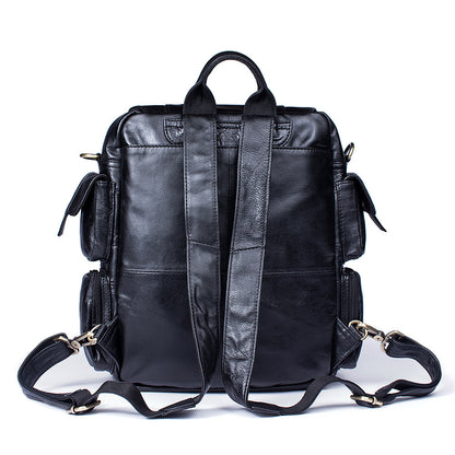 Li Ji | Original handmade | Simple waxed leather backpack/can be worn cross-body No. 8115