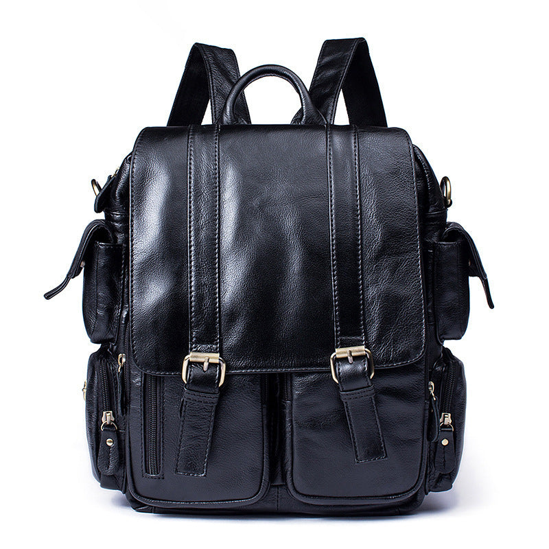 Li Ji | Original handmade | Simple waxed leather backpack/can be worn cross-body No. 8115