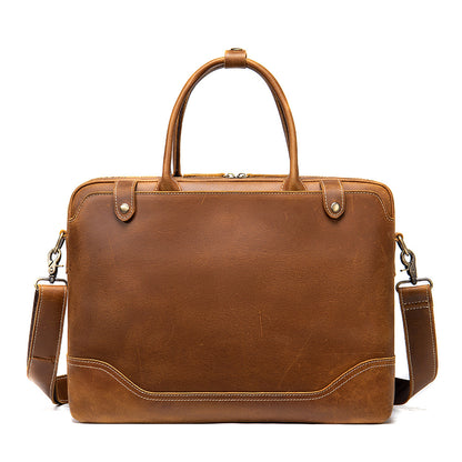 Li Ji | Original handmade genuine leather | Handmade mad cow leather briefcase No. 7375