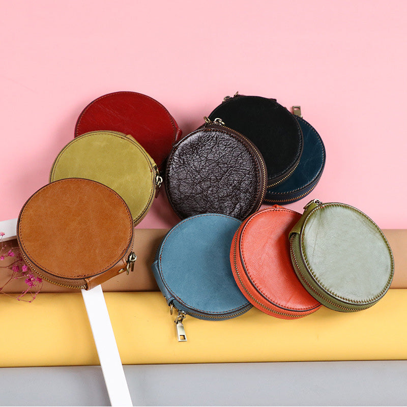 Li Ji | Original handmade genuine leather | Leather small round coin purse No. K058