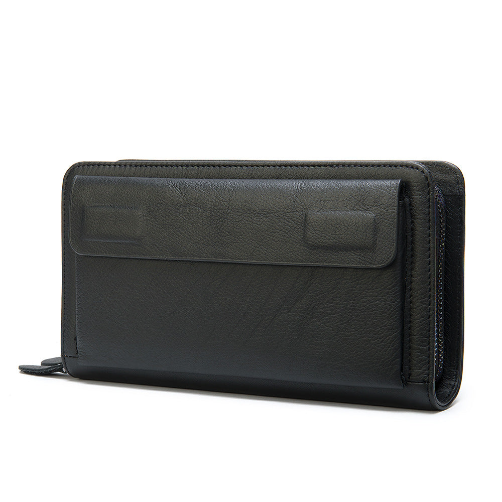 Li Ji | Original handmade genuine leather | Long single/double middle layer あり zipper wallet No. 9069