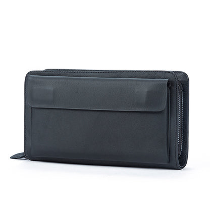 Li Ji | Original handmade genuine leather | Long single/double middle layer あり zipper wallet No. 9069