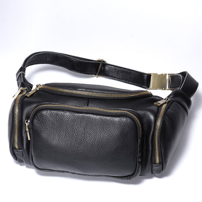 Li Ji | Original handmade genuine leather | 3つのfunctionalを1つに genuine leather chest bag/shoulder bag/waist bag No. T6610