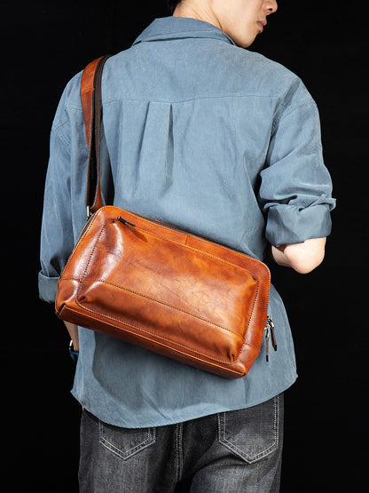 Li Ji | High quality cow leather | Retro style horizontal messenger bag No. 5125 