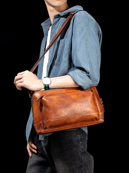 Li Ji | High quality cow leather | Retro style horizontal messenger bag No. 5125 