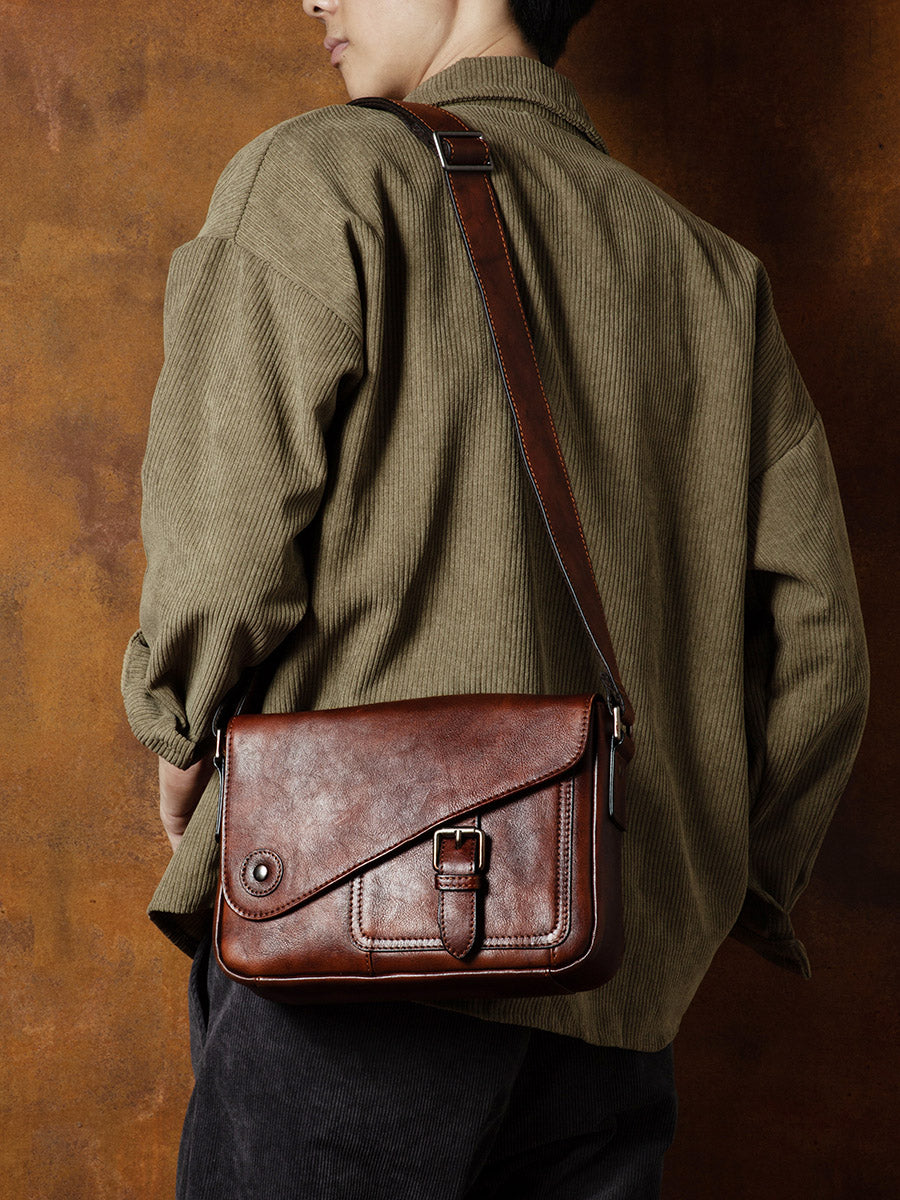 Li Ji | Original handmade genuine leather | Covered and covered cowhide messenger shoulder bag No. 5135 