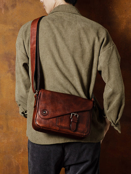 Li Ji | Original handmade genuine leather | Covered and covered cowhide messenger shoulder bag No. 5135 