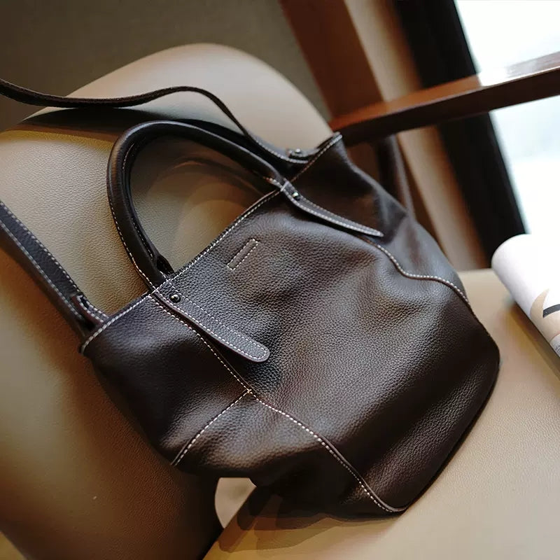 Li Ji | Original handmade | Soft leather simple tote bucket bag No. M212