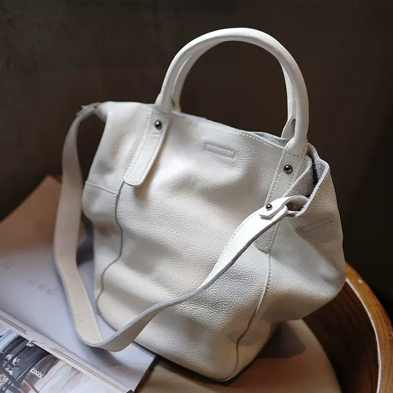 Li Ji | Original handmade | Soft leather simple tote bucket bag No. M212