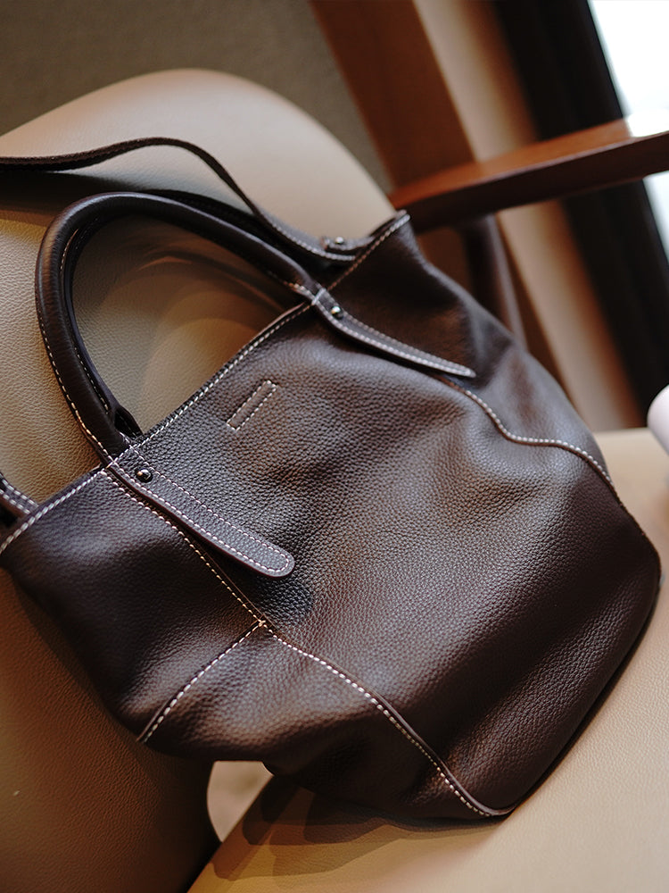 Li Ji | Original handmade | Soft leather simple tote bucket bag No. M212