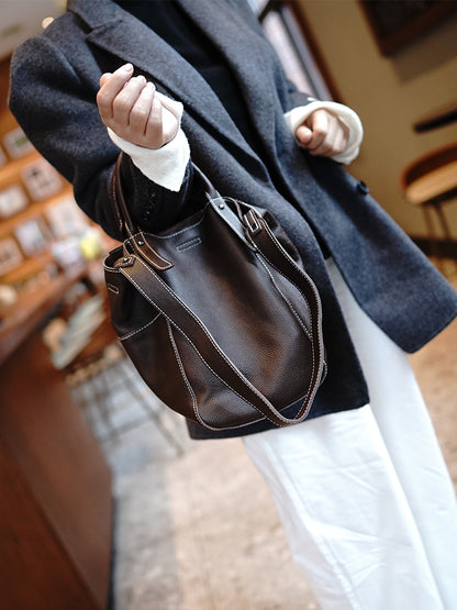 Li Ji | Original handmade | Soft leather simple tote bucket bag No. M212