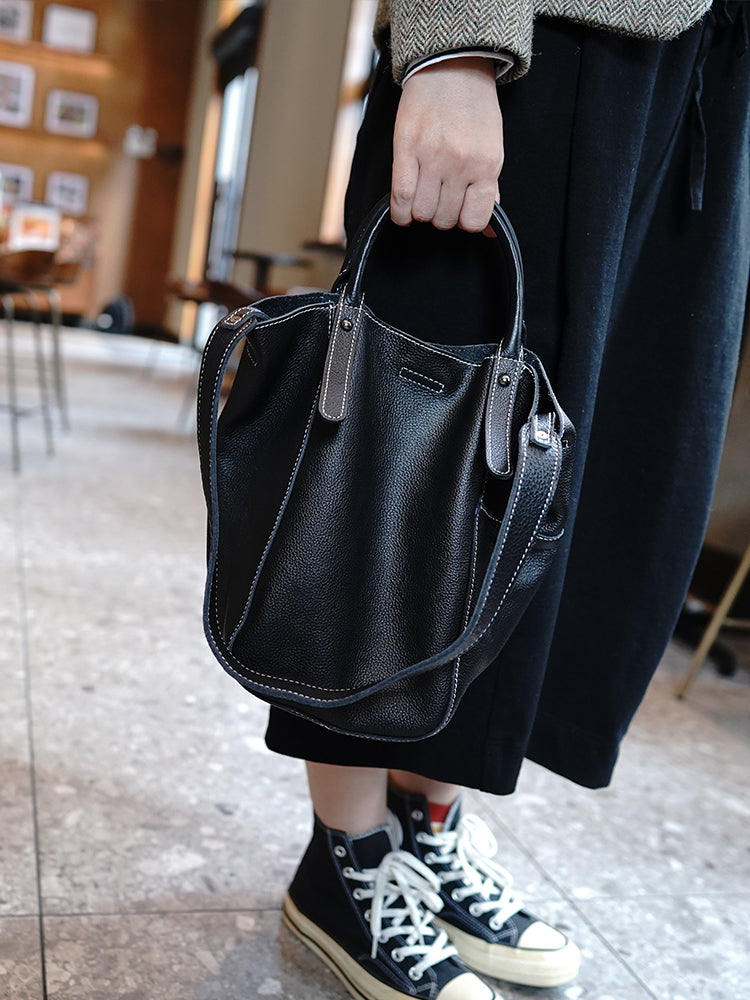 Li Ji | Original handmade | Soft leather simple tote bucket bag No. M212