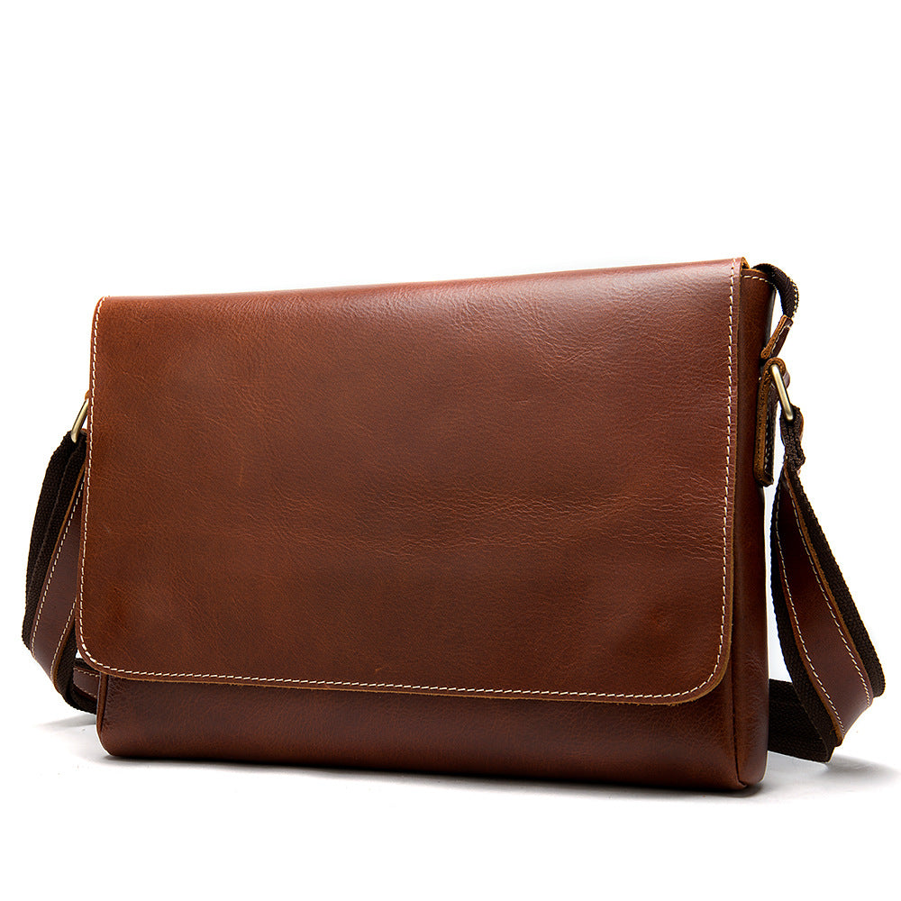 Li Ji | Original handmade leather | Vintage crazy horse leather basic messenger bag No. 1136