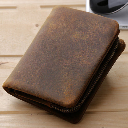 Li Ji | Original handmade genuine leather | Detachable mother-in-law wallet, short cowhide leather cloth No. 4127 