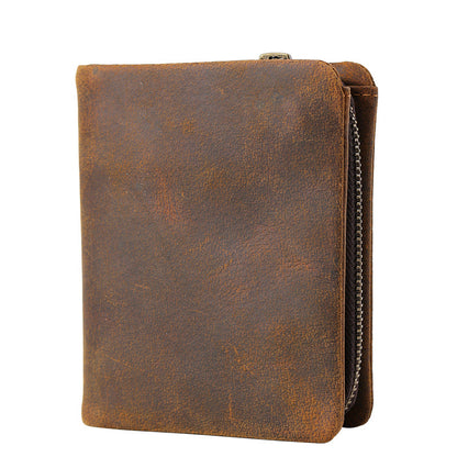 Li Ji | Original handmade genuine leather | Detachable mother-in-law wallet, short cowhide leather cloth No. 4127 