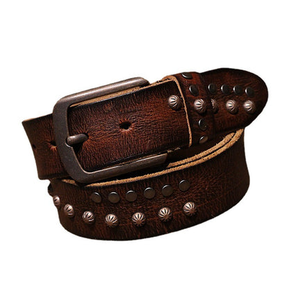 Li Ji | Original leather handmade | Rivet pin buckle belt YD1038 