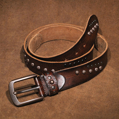 Li Ji | Original leather handmade | Rivet pin buckle belt YD1038 