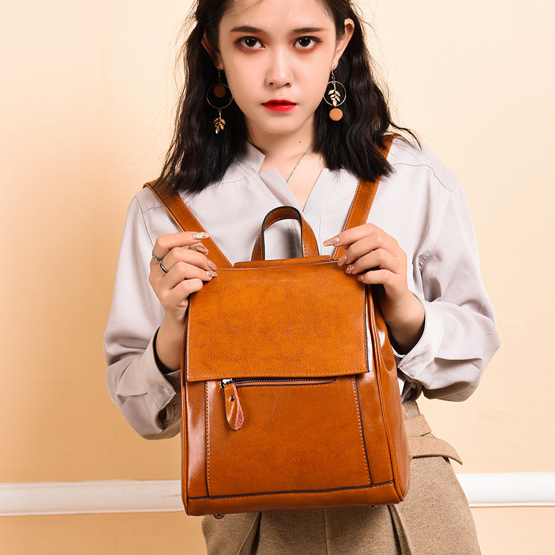 Li Ji | Original handmade genuine leather | Women's pocket backpack No. 7924 