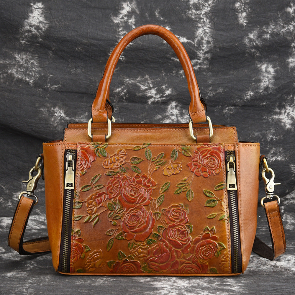 Li Ji | Original handmade genuine leather | Flower doctor bag_Colored female plant flower No. 9005