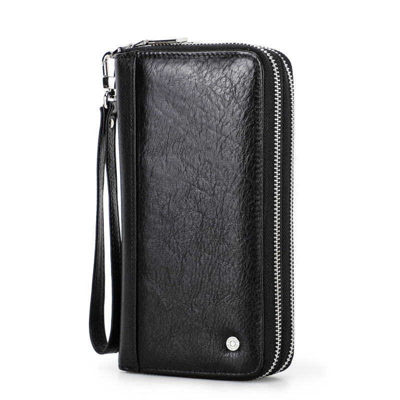 Li Ji | Original leather handmade | Double zipper with wrist strap_long wallet MC1018 