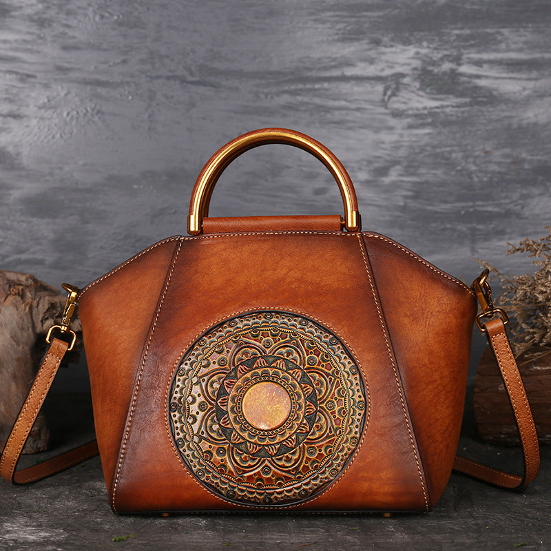 Li Ji | Original leather handmade | Women's portable embossed shell bag No. S1156 