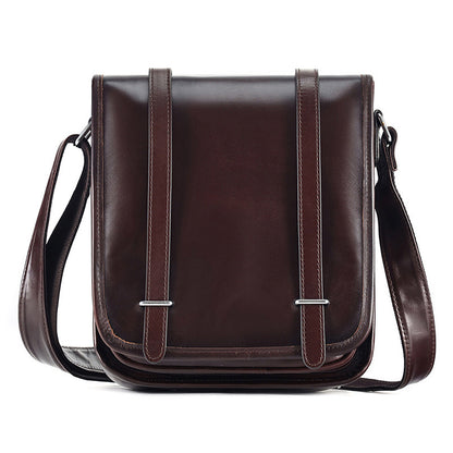 Li Ji | Original handmade genuine leather | Oiled wax cow leather street style flip shoulder messenger bag No. 6653 