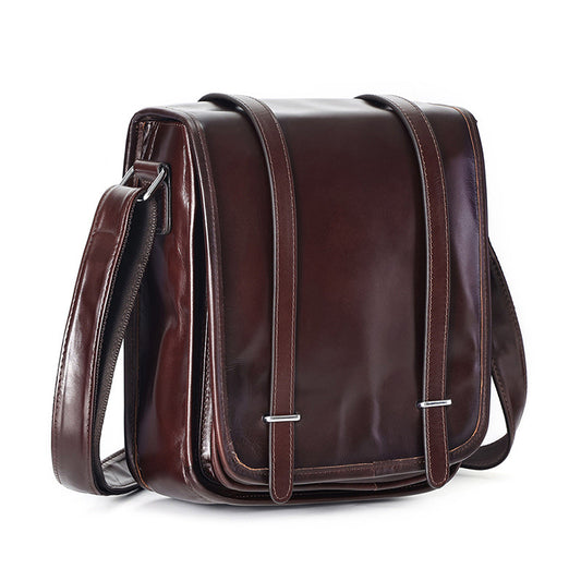 Li Ji | Original handmade genuine leather | Oiled wax cow leather street style flip shoulder messenger bag No. 6653 