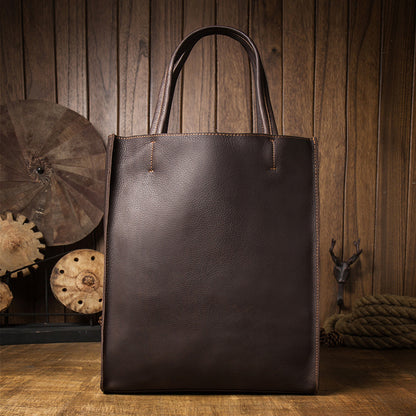 Li Ji | Handmade Original Genuine Soft Leather Tote Bag Casual Retro Bag No. 3636